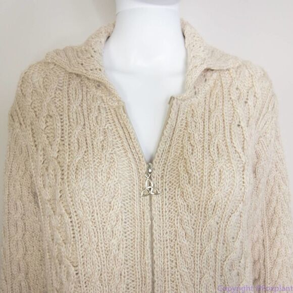 Inis Craft 100% merino wool fisherman cardigan sweater, women's‎ size S - Picture 4 of 16